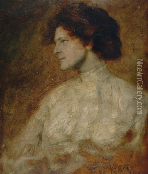 Portrait Einer Dame Mit Heller Bluse Oil Painting - Friedrich von Keller