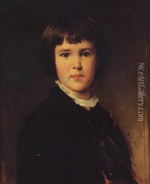 Portrait Of The Artist's Son Gustav Oil Painting - Heinrich von Angeli