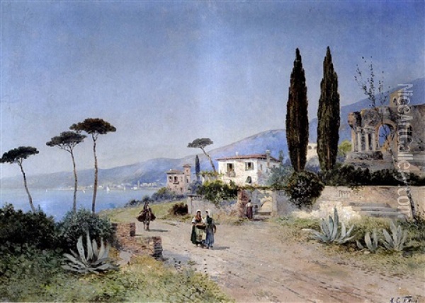 Am Golf Von Neapel Oil Painting - Georg Fischhof