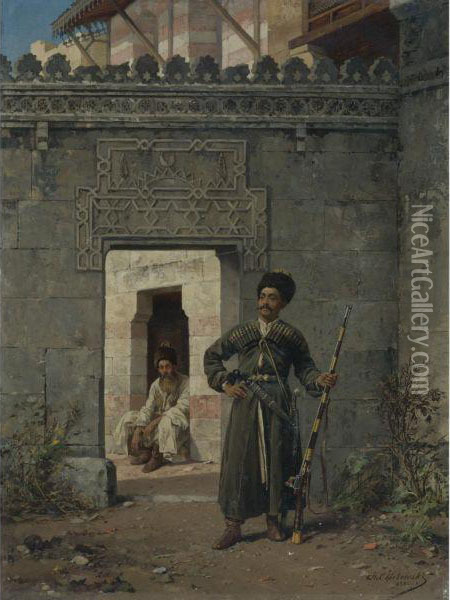 The Circassian Guards Oil Painting - Stanislaus von Chlebowski