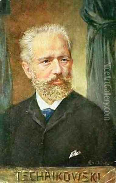 Portrait of Piotr Ilyich Tchaikovsky 1840-1893 Russian composer Oil Painting - Albert Eichhorn