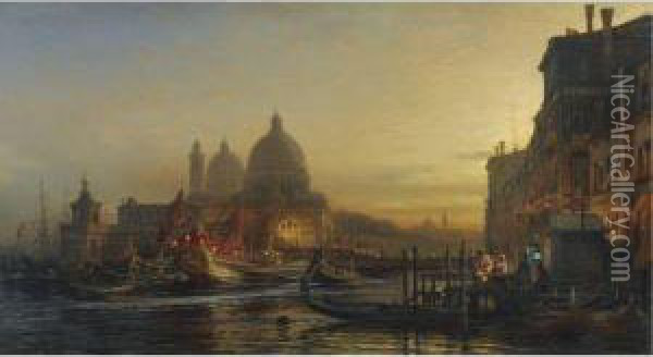 The Eve Of The Celebration, Santa Maria Della Salute, Venice Oil Painting - Alexei Petrovitch Bogoliubov