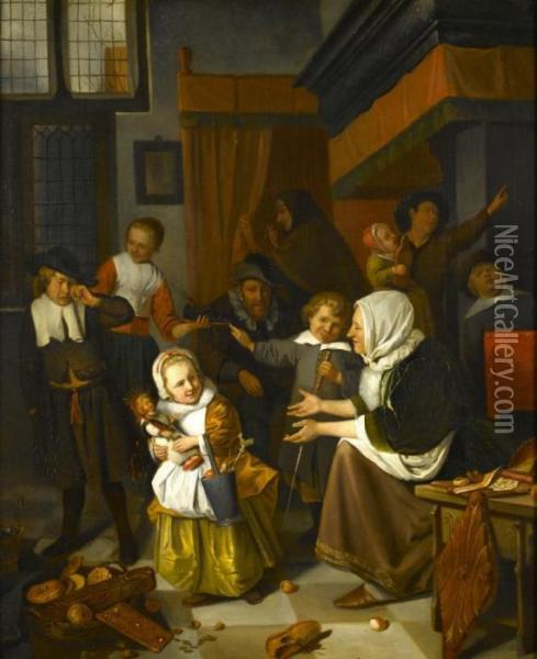 The Feast Of St Nicholas Oil Painting - Jan Steen