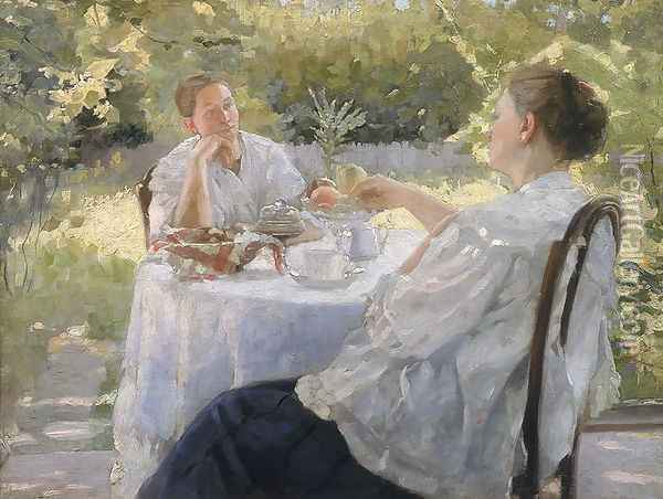 In the Garden, 1911 Oil Painting - Lukjan Vasilievich Popov