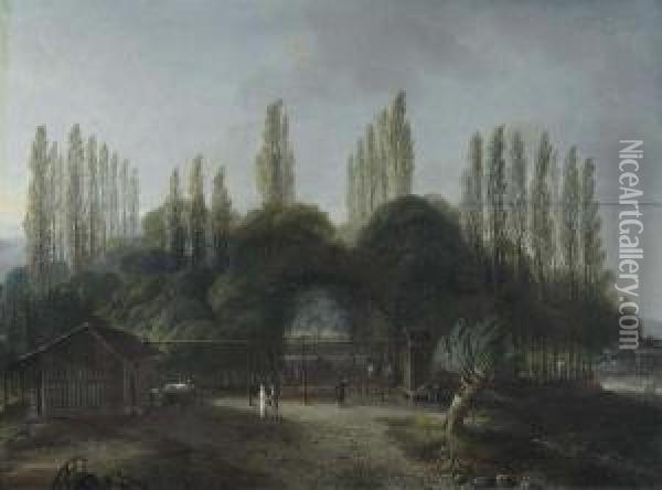 Parklandschaft. Oil Painting - Heinrich Wust