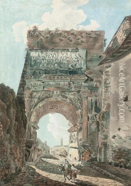 The Arch Of Titus, Rome Oil Painting - Abraham Louis R. Ducros
