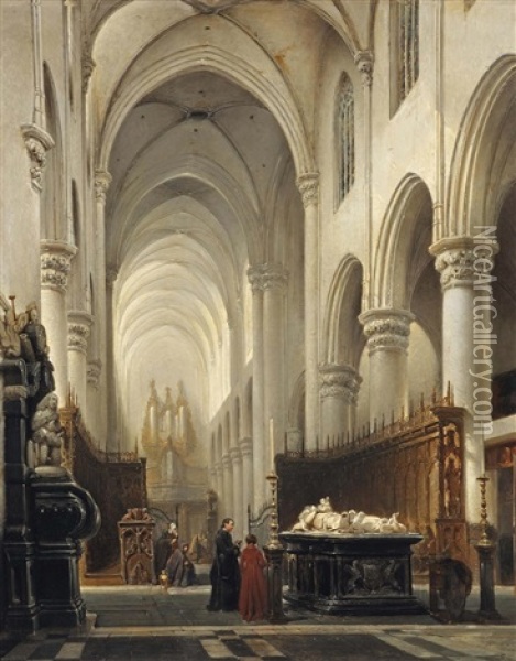 Kerk Van Hooghstraeten: The Interior Of The Church Of Hoogstraten, Belgium Oil Painting - Johannes Bosboom