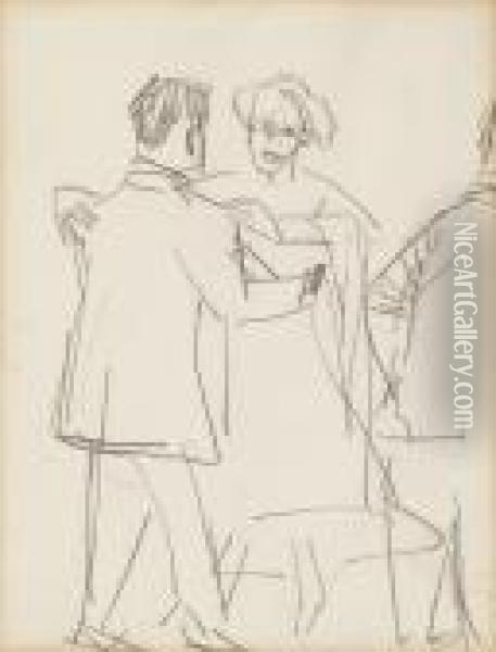 Tanzendes Paar,skizzenbuchblatt Oil Painting - Ernst Ludwig Kirchner