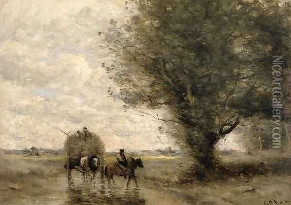 The Haycart, c. 1860 Oil Painting - Jean-Baptiste-Camille Corot