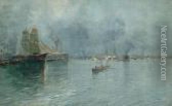 The Lagoon, Venice Oil Painting - Oscar Ricciardi