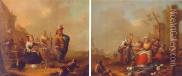 A Game Seller Oil Painting - Johann Conrad Seekatz