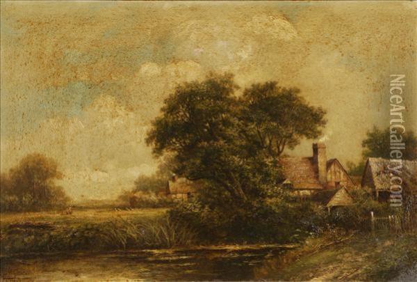 Cottages By A Pond Oil Painting - Joseph Thors