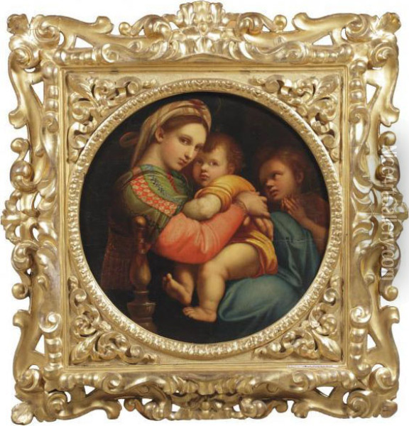 The Madonna Della Seggiola Oil Painting - Raphael (Raffaello Sanzio of Urbino)