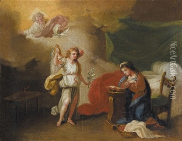 The Annunciation Oil Painting - Antonio Gonzalez Velazquez