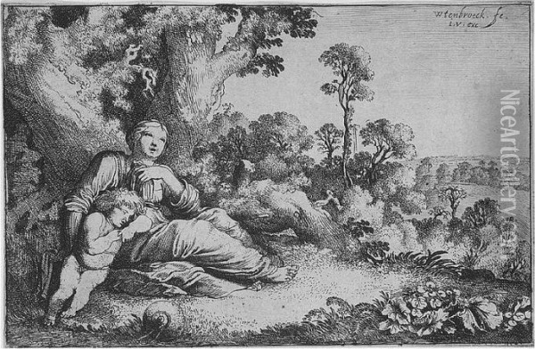Hagar And Ishmael Resting In The Desert (holl.5) Oil Painting - Moyses or Moses Matheusz. van Uyttenbroeck