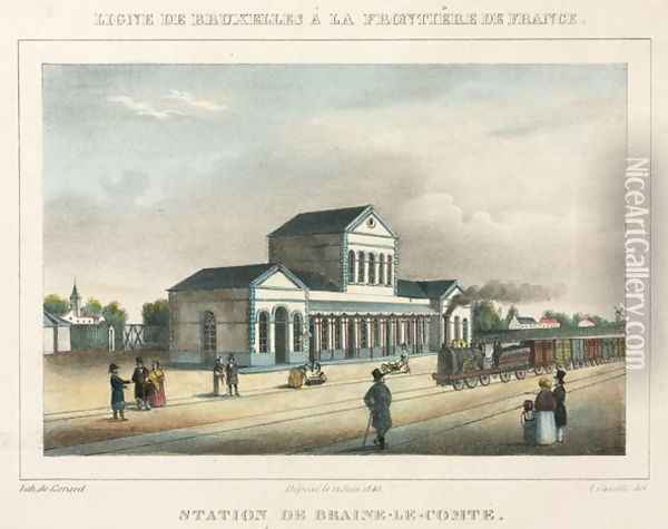 Braine-le-Comte Station, Belgium, 1843 Oil Painting - A. Canella