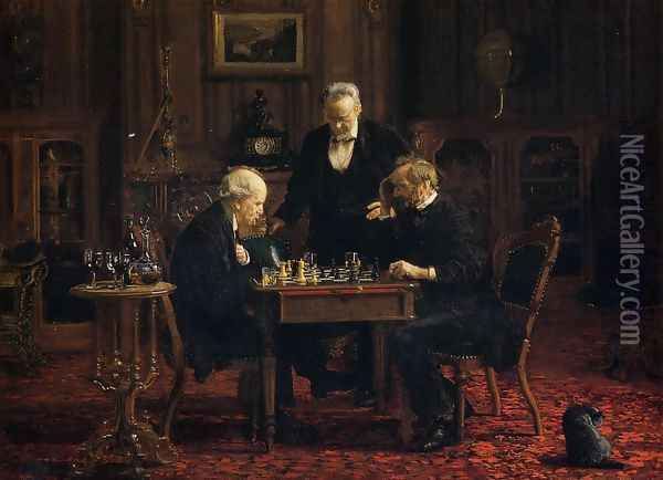 The Chess Players Oil Painting - Thomas Cowperthwait Eakins