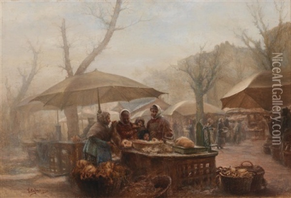 Market Scene Oil Painting - Carl Massmann