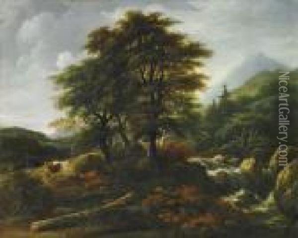 Wild Brook In The Mountains Oil Painting - Jacob Salomonsz. Ruysdael
