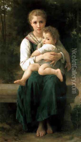 Les Deux Soeurs (The Two Sisters) Oil Painting - William-Adolphe Bouguereau