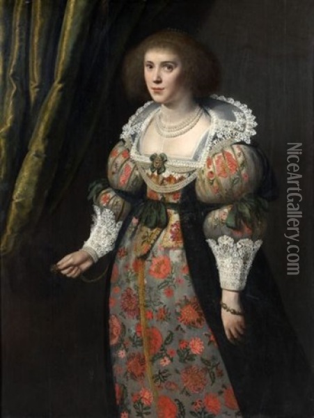 Portrait D'une Dame De Qualite De Trois-quarts Oil Painting - Michiel Janszoon van Mierevelt