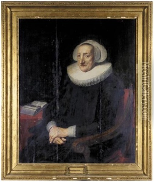 Portrait Of A Lady, Aged 78, With A Ruff And Bonnet Oil Painting - Michiel Janszoon van Mierevelt