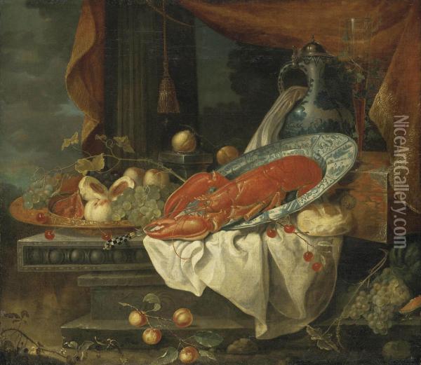 A Lobster In A Porcelain Bowl Oil Painting - Andries, Andrea Benedetti