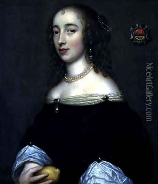 Portrait of a Lady possibly Margaret Lemon 1665 Oil Painting - Adriaen Hanneman