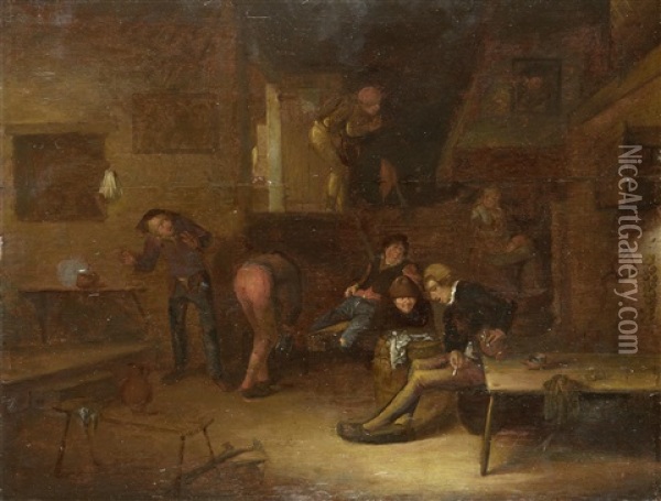 Tavern Interior Oil Painting - Egbert van Heemskerck the Elder