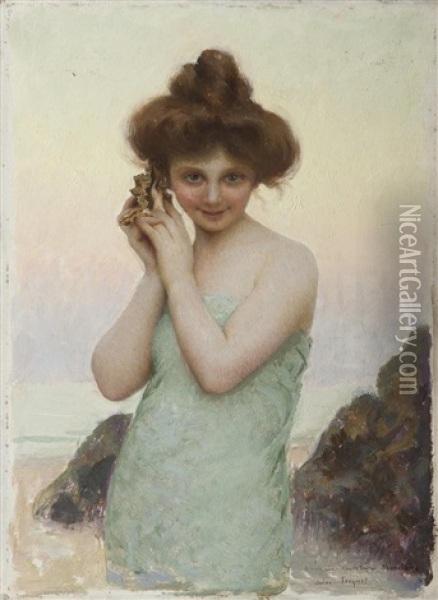 Femme Au Coquillage Oil Painting - Jules Octave Triquet