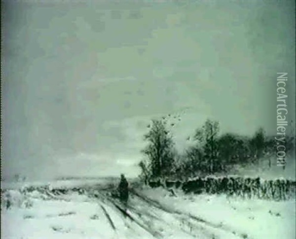 Flache Winterlandschaft Oil Painting - Wilhelm von Gegerfelt
