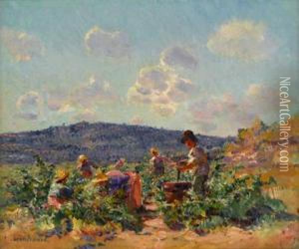 Summer Gardening Oil Painting - Frederic Montenard
