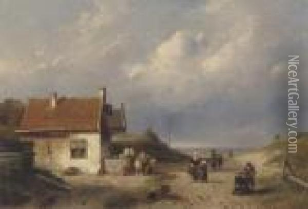 A Coast Scene Near Scheveningen, Holland Oil Painting - Charles Henri Leickert