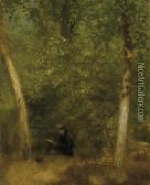 Jeune Homme Dans La Foret De Fontainebleau Oil Painting - Pierre Auguste Renoir