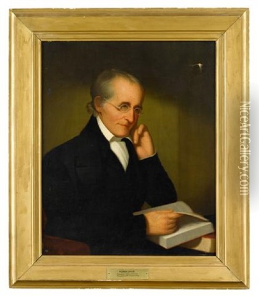 Portrait Of Moses K. Davis Of Easton, Pa  (+ Portrait Of Mary Miller Davis Of Easton, Pa; Pair) Oil Painting - Samuel Moon