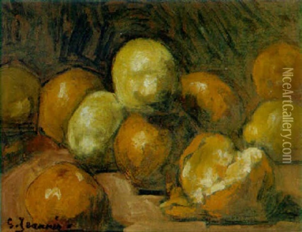Lemons On A Table Oil Painting - Georges Jeannin