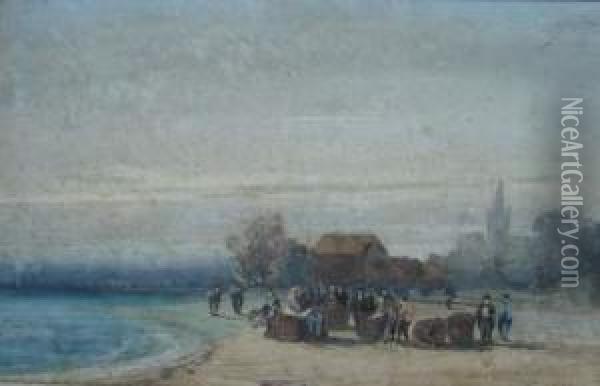 Ramasseurs De Goemon Sur La Plage Oil Painting - Edouard Jean Marie Hostein