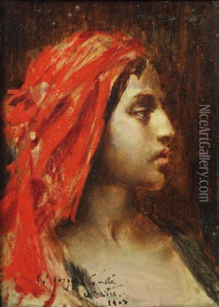 Tete D'egyptienne, Zhorah Oil Painting - Constant Georges Gaste