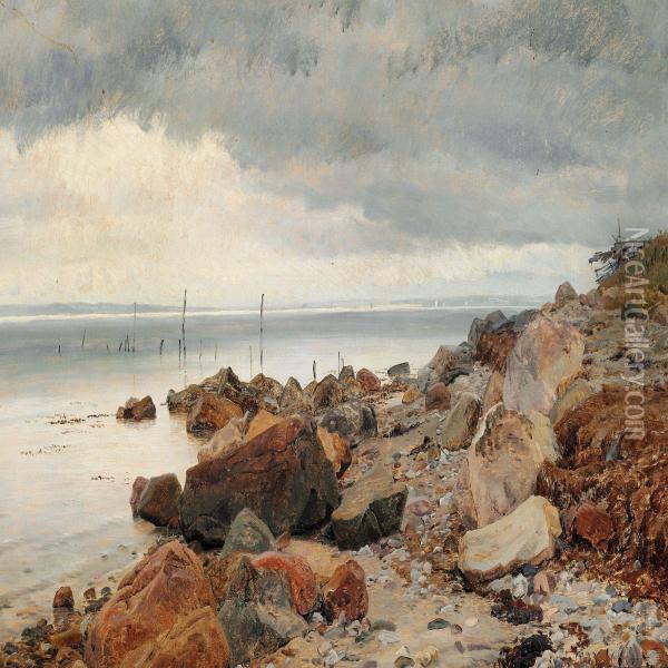 At The Seaside Oil Painting - Janus Andreas La Cour