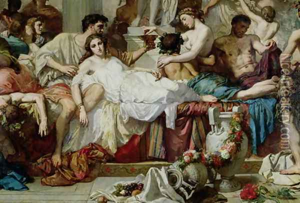 The Romans of the Decadence (detail 3) 1847 Oil Painting - Thomas Couture