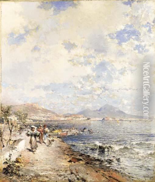 The Bay Of Naples Oil Painting - Franz Richard Unterberger