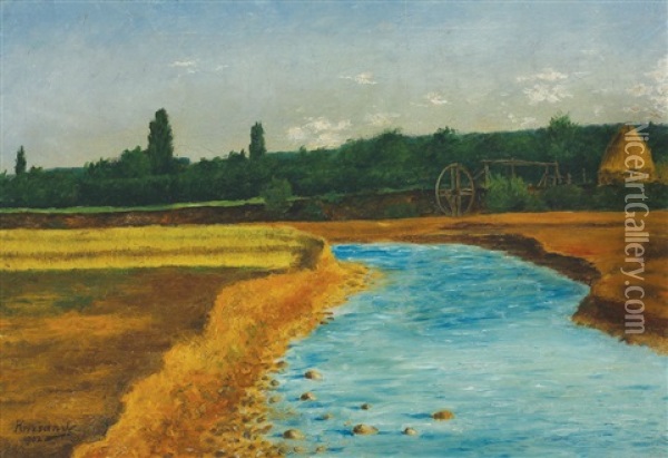 Mill On The Sasar River Oil Painting - Janos Krizsan