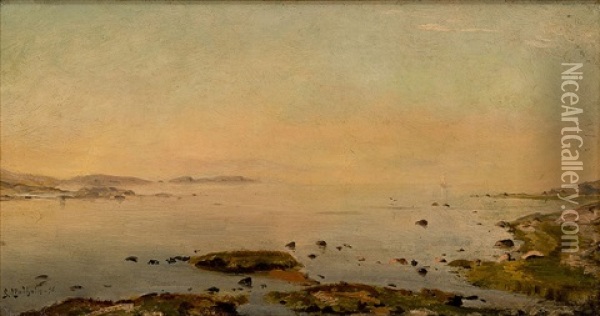 Dusk In The Archipelago Oil Painting - Berndt Adolf Lindholm