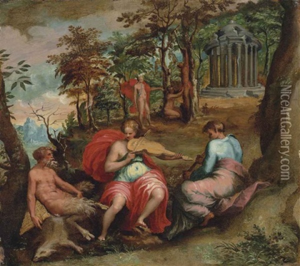 The Contest Of Apollo And Marsyas Oil Painting - Jacopo Bertoia