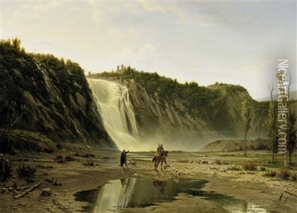 Die Wasserfalle Von Montmorecy Nahe Quebec In Kanada Oil Painting - Guido Carmignani