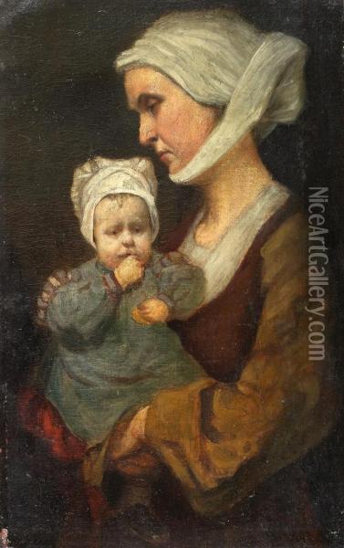 Mutter Und Kind Oil Painting - Willem Geets