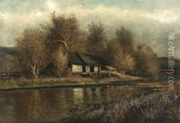 The Sawmill Oil Painting - Bessie Ella Hazen