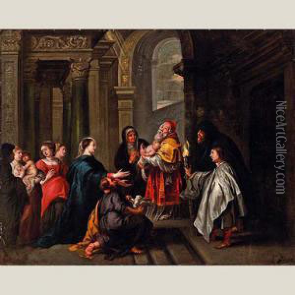 Presentacion En El Templo Oil Painting - Willem Van Herp