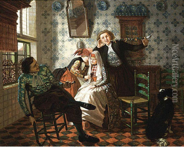 A Merry Company Oil Painting - Christoffel Bisschop