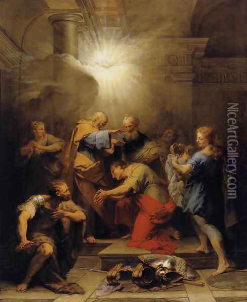 Ananias Restoring the Sight of St Paul 1719 Oil Painting - Jean II Restout